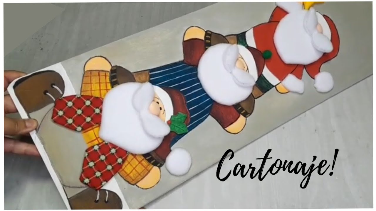 CUADRO NOELES NAVIDEÑOS con  Cartonaje y pintura ! fácil ! 😊