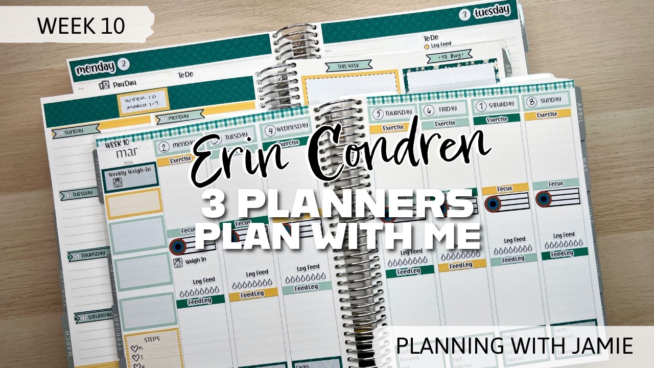 PLAN A WEEK IN ALL THREE OF MY ERIN CONDREN PLANNERS!!!  SLAYING PRODUCTIVE GOALS