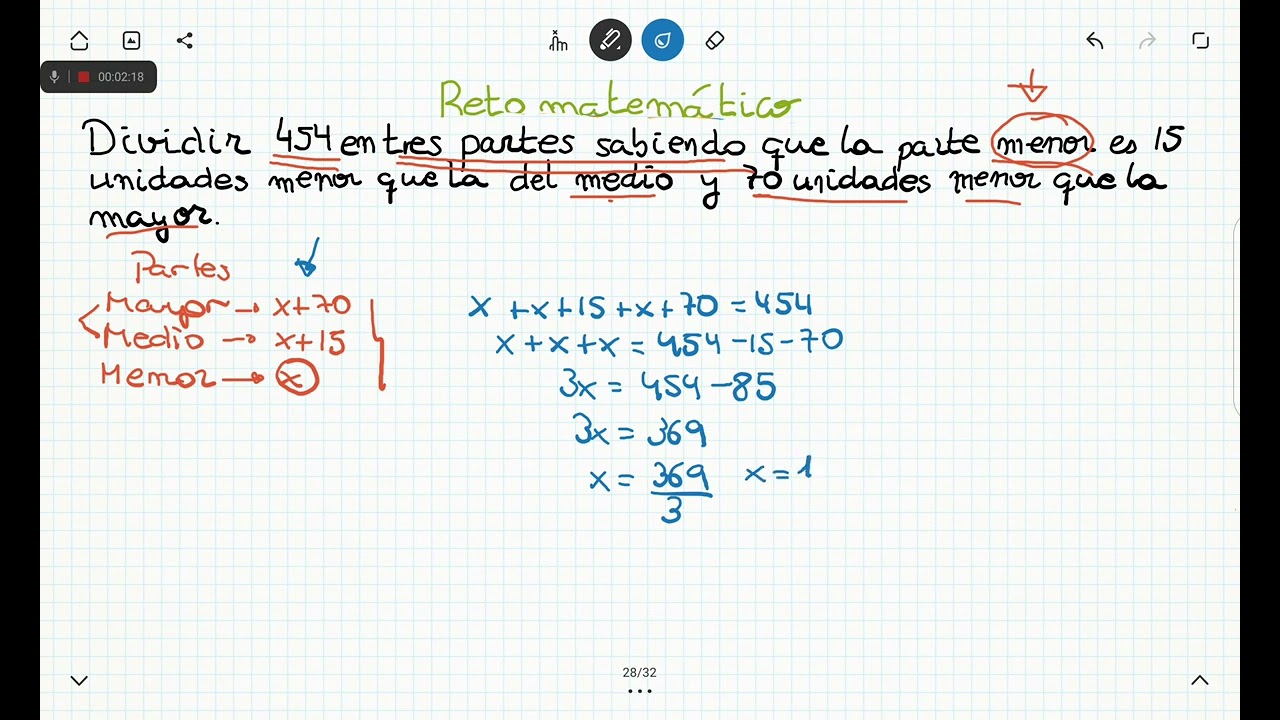 Súper reto fin de semana. Hallar las 3 partes en las que se divide 454.