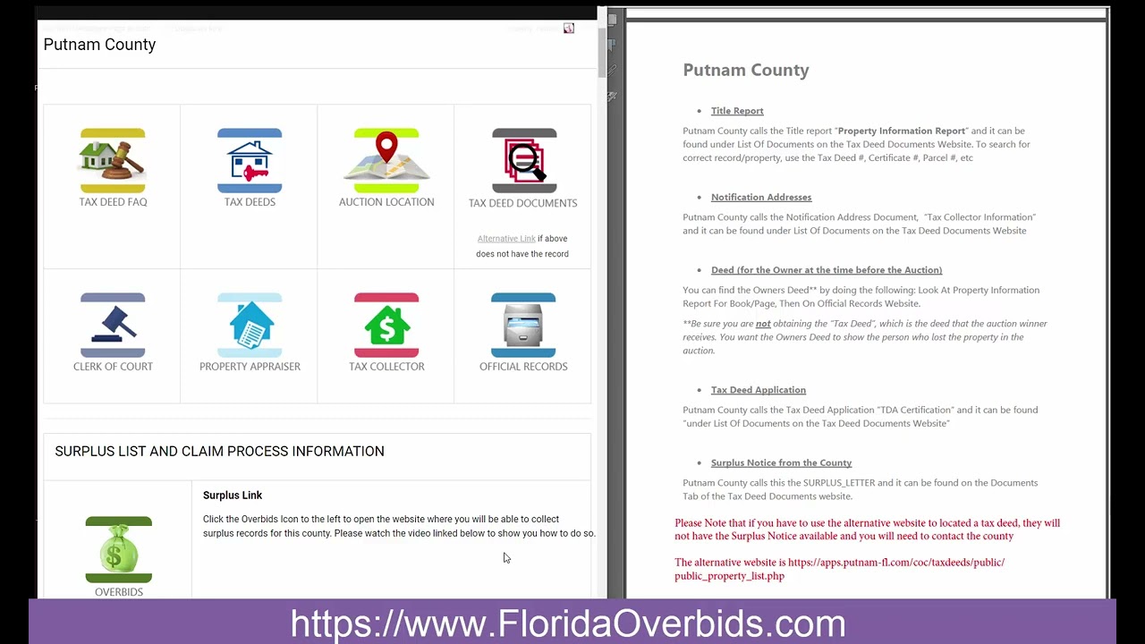 Putnam County FL: Locate the Documents (Tax Deed Auctions and Excess Proceeds)