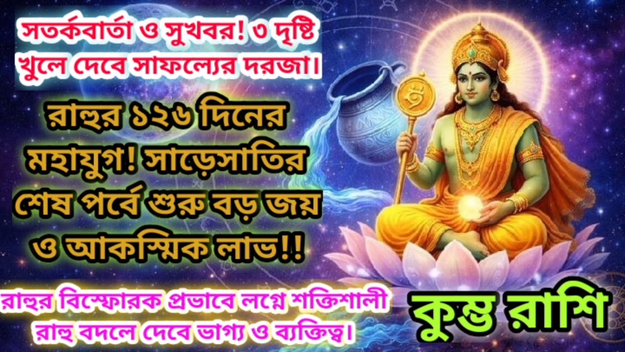 কুম্ভ রাশি রাহুর ১২৬ দিনের লগ্নে প্রভাবে সাড়েসাতির শেষ পর্বে শুরু বড় জয় ও হঠাৎ লাভ!!#aquarius  