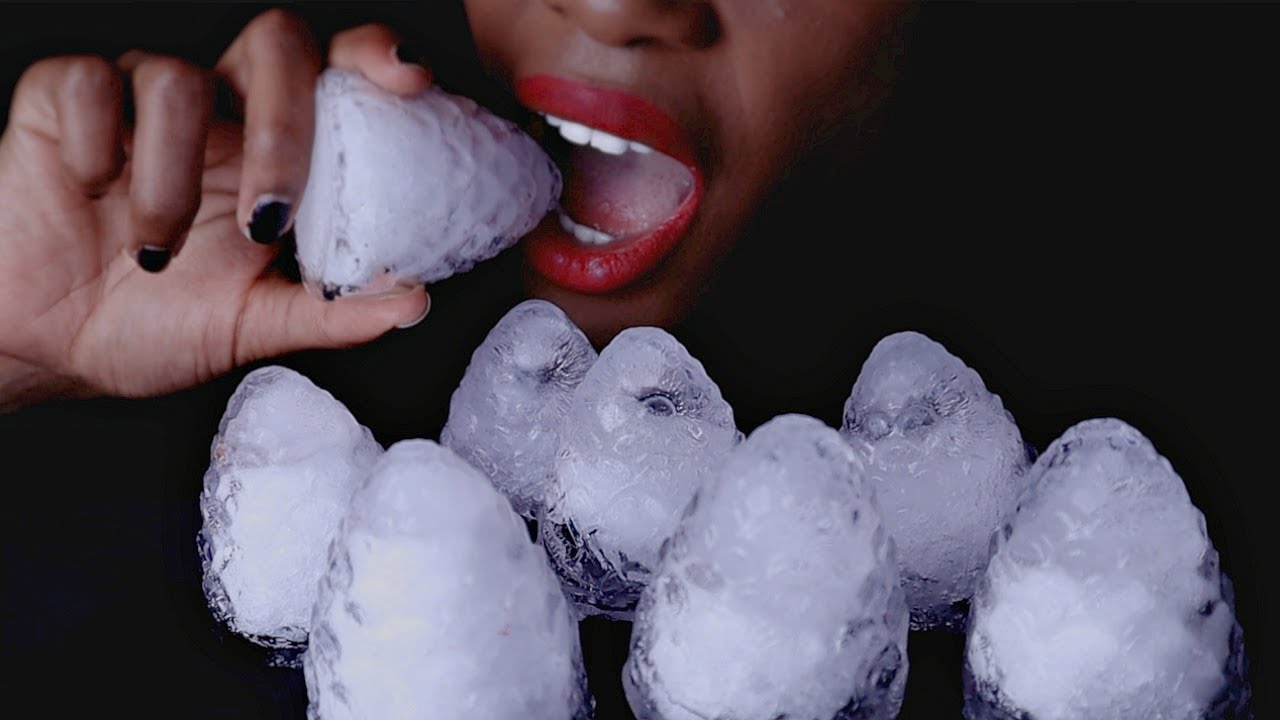 Ice Mukbang Satisfying Crunchy Sounds | *Snow Filled Ice Pine Cones | No Talking Mouth Only