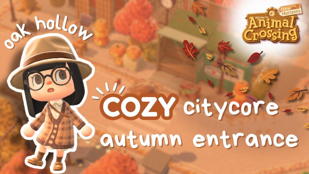 cozy citycore autumn entrance ⋆.🎻࿔*:🍂･⋆ | 🍁 acnh speedbuild