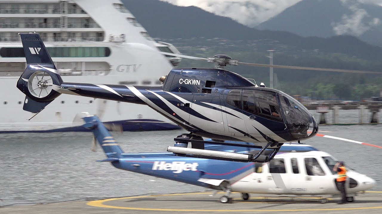 Eurocopter EC120 C-GKWN departing the Vancouver Harbour Heliport