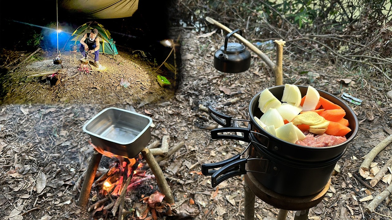 Relax Camping and Cooking with old traditional KH to eat in the forest one day and one night
