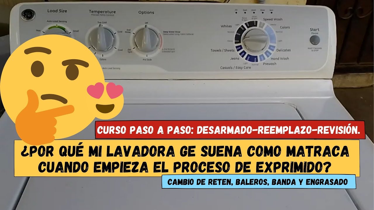 Lavadora General Electric hace mucho ruido al exprimir. Cambio de reten, baleros, banda y engrasado.