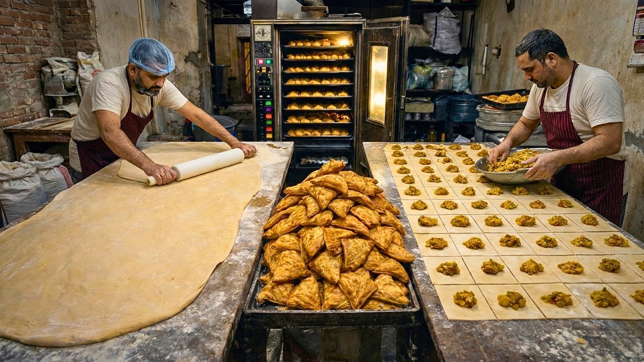 Old Bakery Potato Masala Puffs Making in Bulk | Traditional Indian Bakery Process