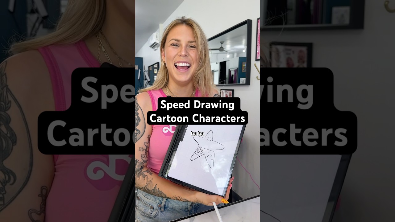 Tattoo artists (and shop manager) speed draw cartoon characters 😜 #tattoo #tattooshop #tattooartist