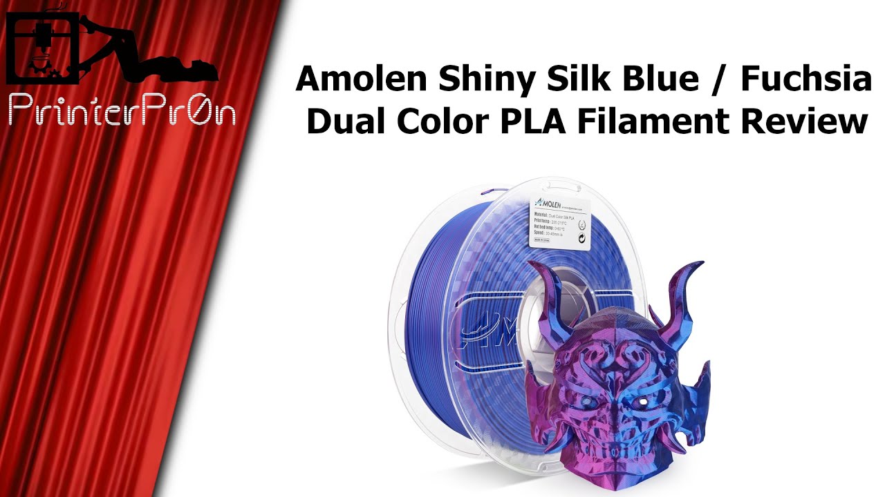 Amolen Shiny Silk Blue / Fuchsia  Dual Color PLA Filament Unboxing and Filament Review
