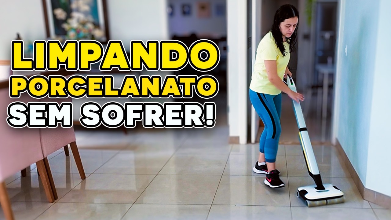 Rotina da Manhã! Limpando Porcelanato Polido sem Sofrer Com a FC 7 +  Lavei toda a Garagem!