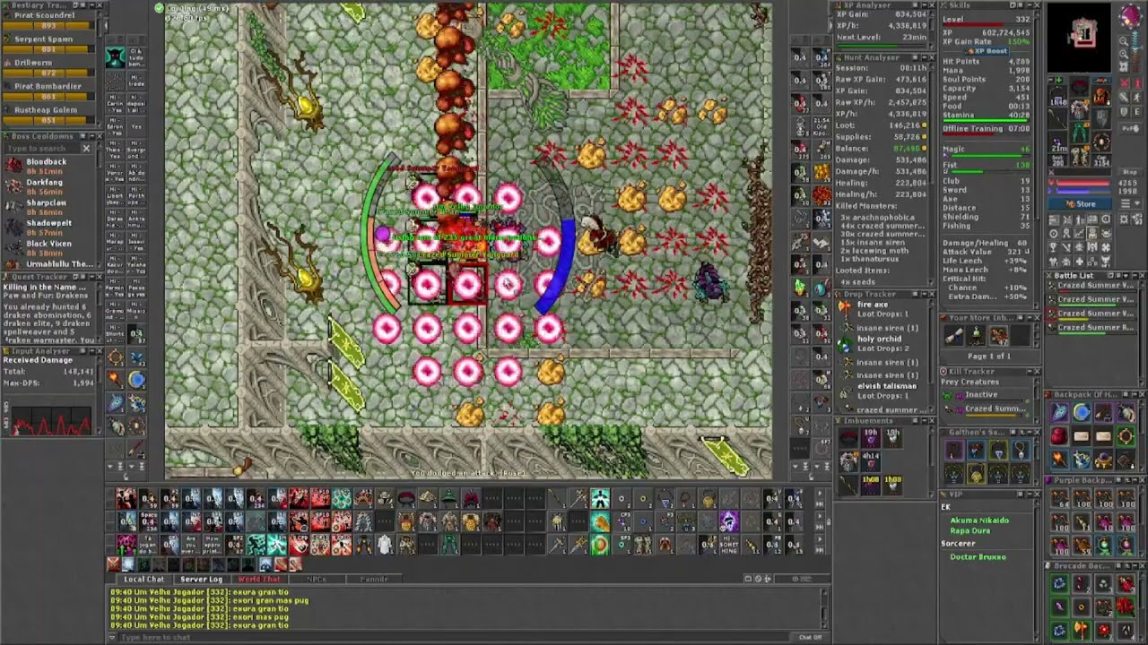 LV 332 Monk - Primeira Hunt Elfo Fogo (Da pra melhorar muito!)