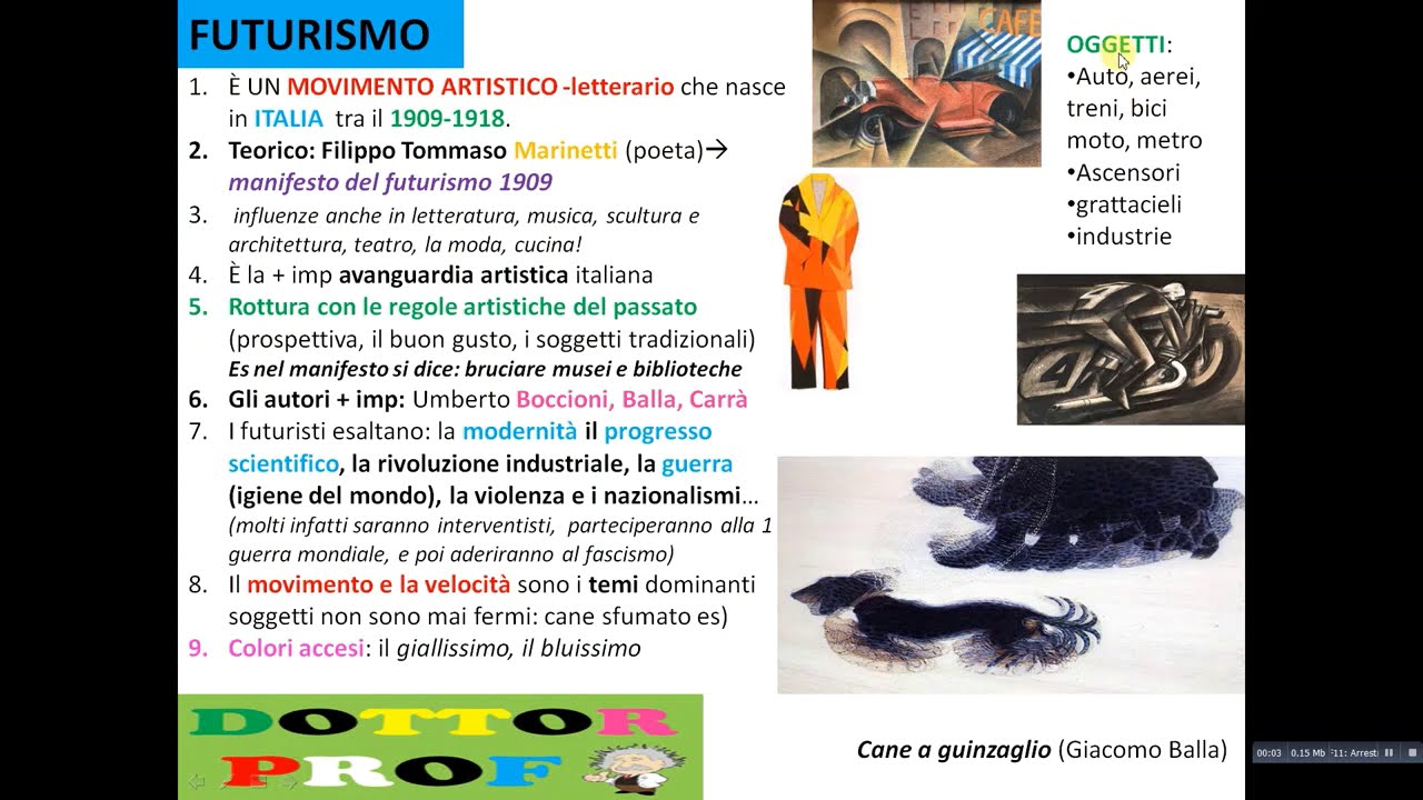 il Futurismo + Boccioni (riassunto semplice)