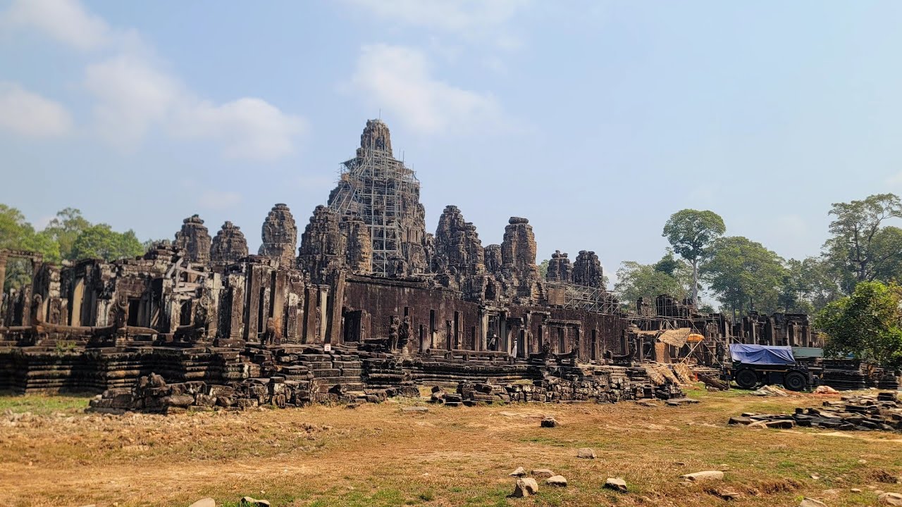 Beautiful day to visit Bayon temple in Cambodia 