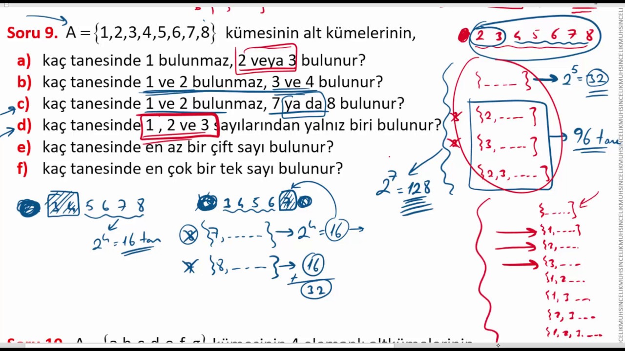5) Alt Küme Soru Çözümü 4 | KÜMELER | MATEMATİK | CANLI DERS | BİLGİYORUM
