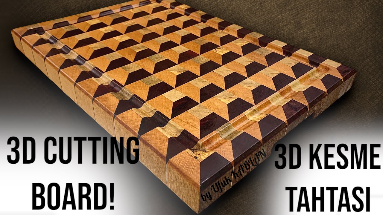 End Grain Cutting Board 3D Effect / How to make an End Grain Cutting Board / Kesme Tahtası Yapımı 3D