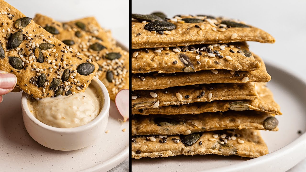Healthy Spelt Crackers with Crunchy Seeds | Vegan & Healthy | Foodaciously