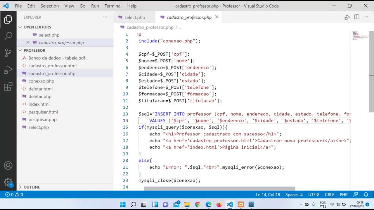 Aula PHP e banco de dados