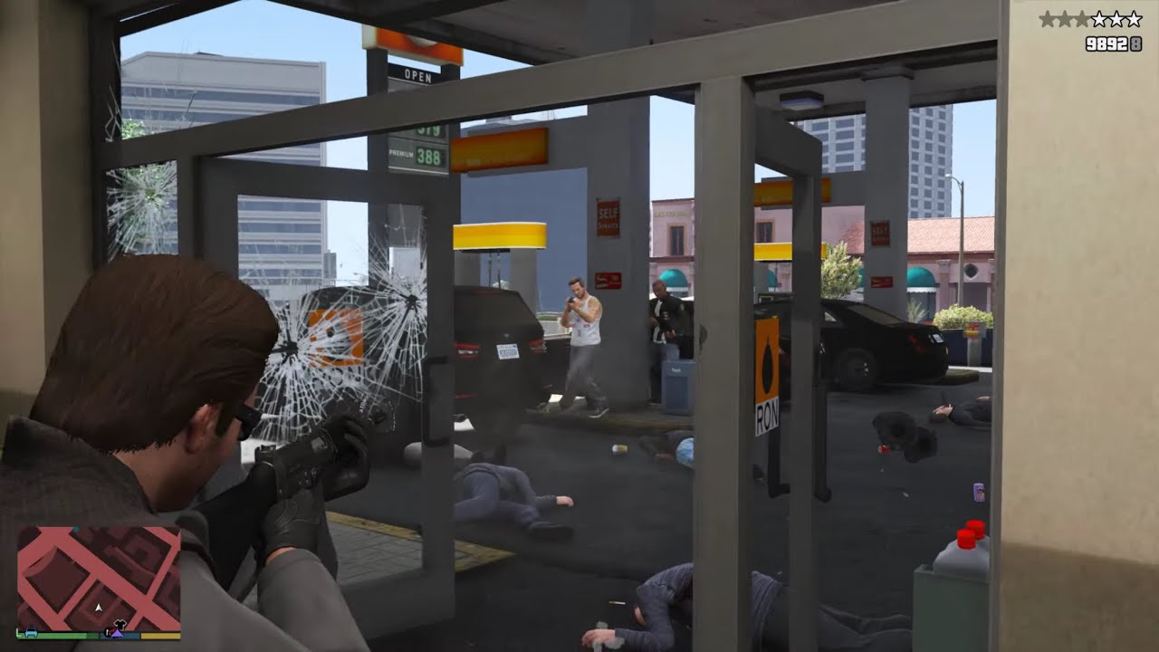 GTA 5 - Gas Station Shootout + Ten Star Escape