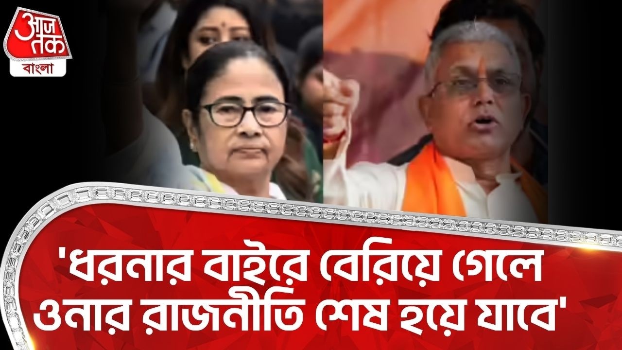 'ধরনার বাইরে বেরিয়ে গেলে ওনার রাজনীতি শেষ হয়ে যাবে' | Dilip Ghosh | Mamata Banerjee | Bengal BJP |PN