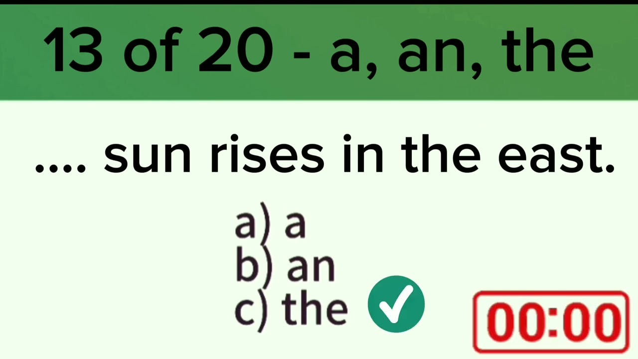 English Quiz 🔰 | Grammar test | Articles - a, an, the | Quality English for free | English Grammar