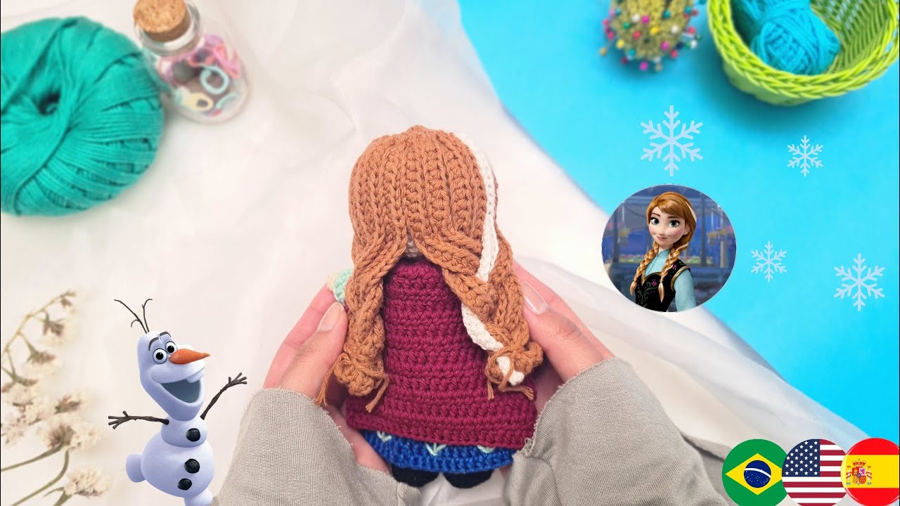 Princesa Anna Frozen Amigurumi👑 | Tutorial Parte 3/3 Cabello | Subs Spa/Eng/Port