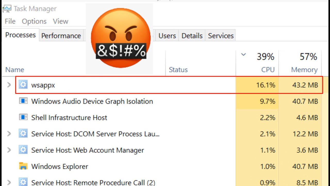 Как отключить wsappx и снизить его высокую загрузку ЦП/диска (Windows 10)