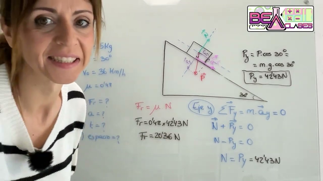 🎯 Ejercicio RESUELTO: Objeto sube por plano inclinado con ROZAMIENTO | Física 1º Bachillerato