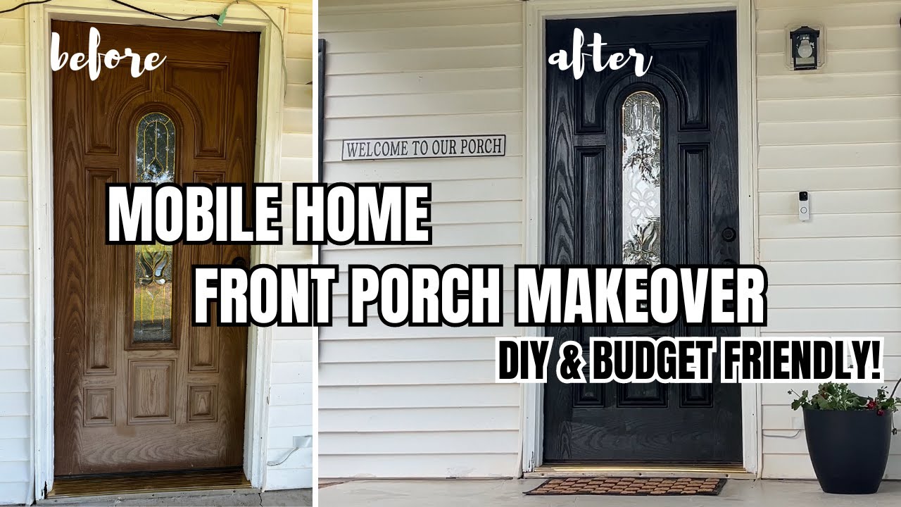 DIY MOBILE HOME FRONT PORCH MAKEOVER  | OUTDOOR DECORATING IDEAS | MOBILE HOME MAKEOVER ON A BUDGET