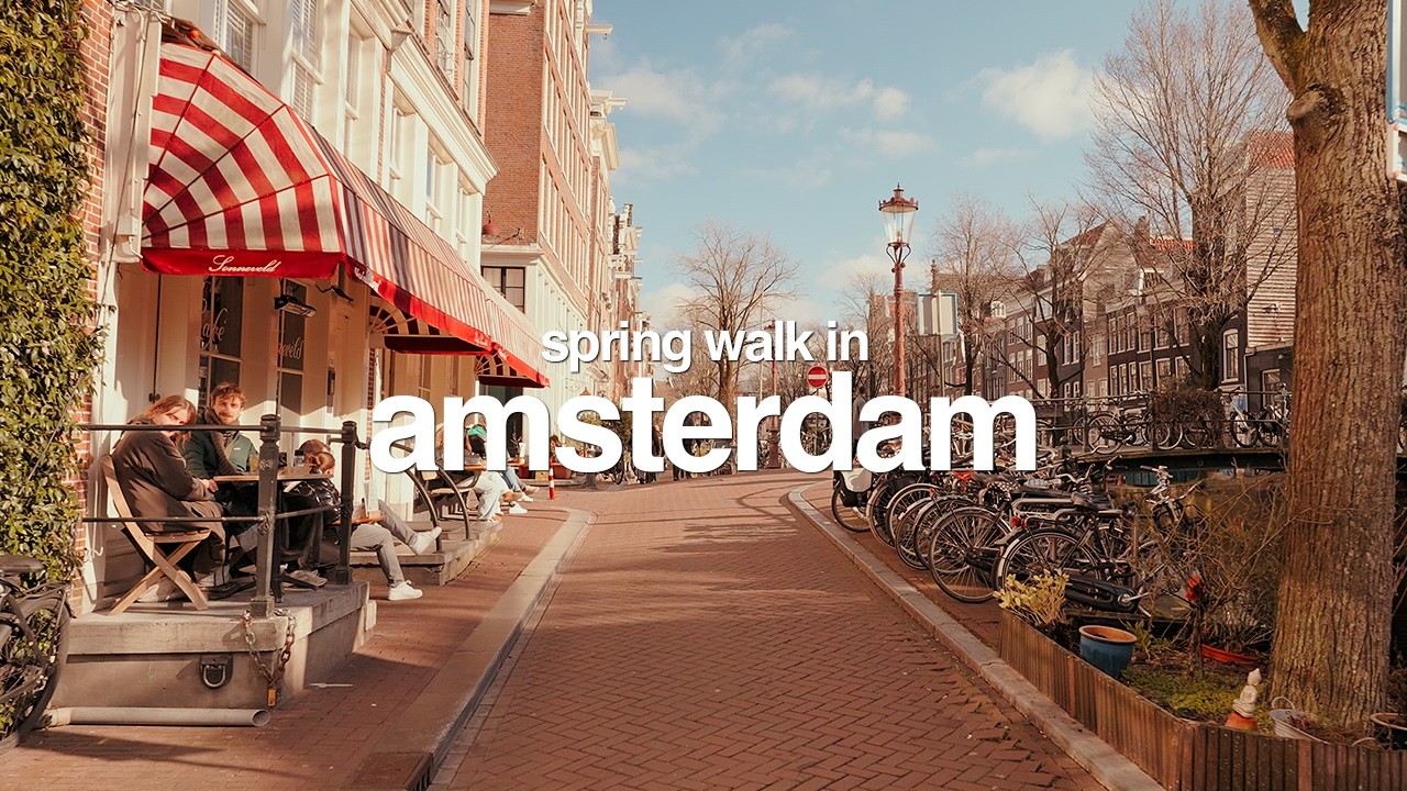 Spring Walk in Amsterdam • Walking Tour • 4K Binaural