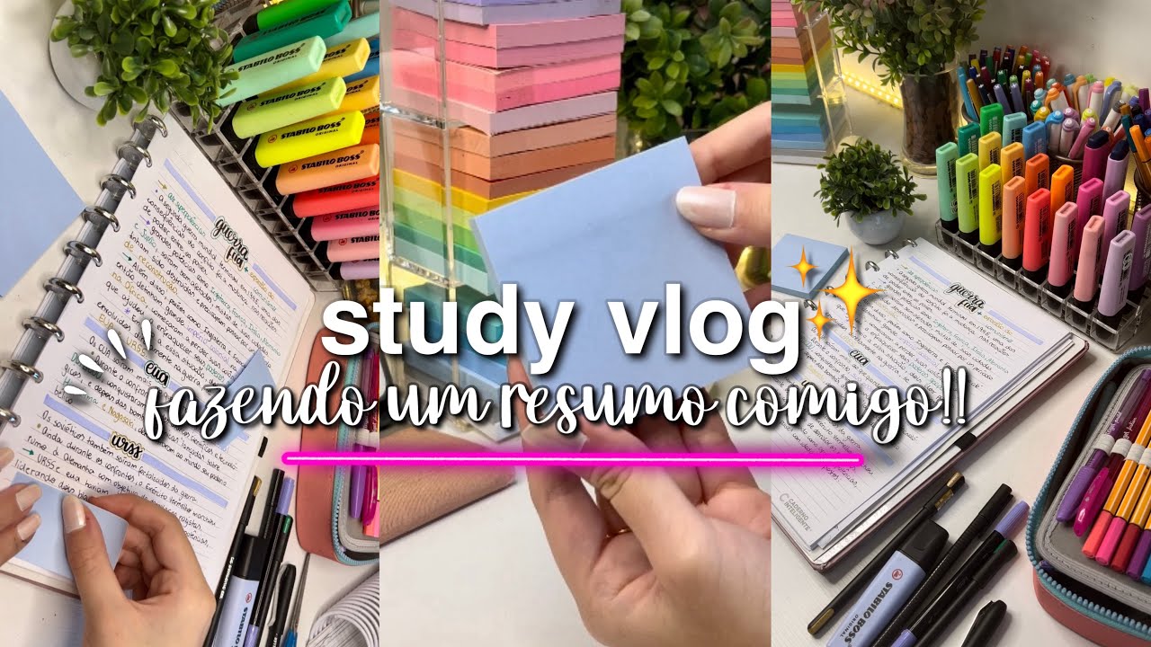 STUDY VLOG Produtivo | Estude Comigo! Fazendo um Resumo (narrado)
