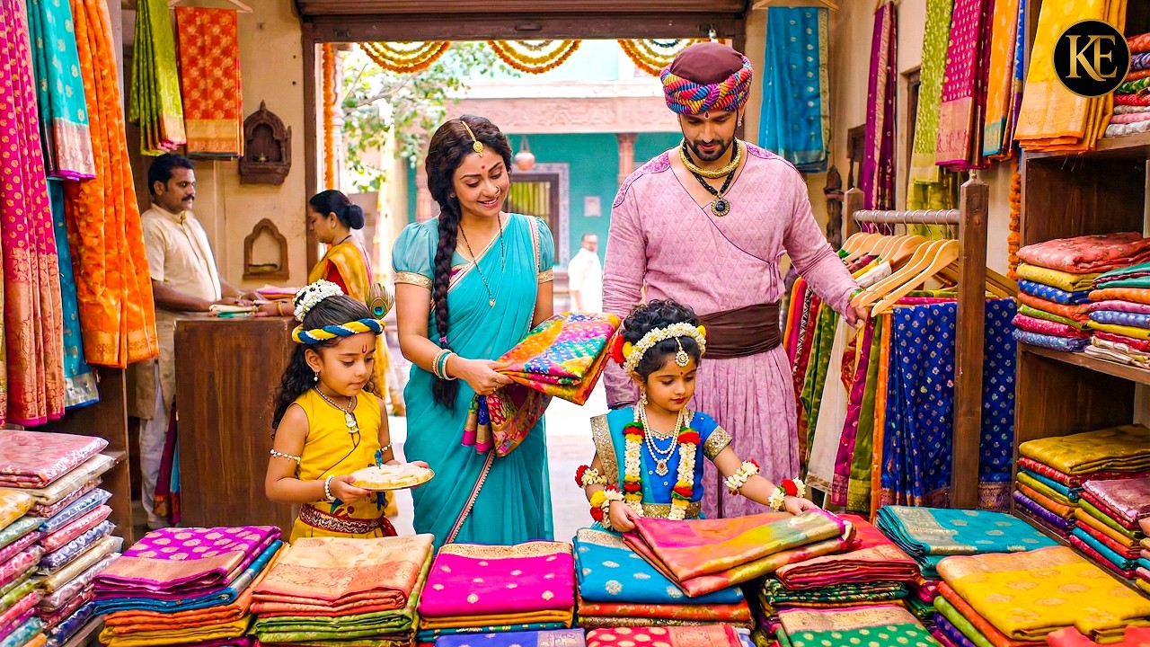 मइयाबाबा के संग कान्हा-राधा की खास शॉपिंग, रंगीन कपड़ों से सजा बाजार||YMKN || Shree Krishan leela ||