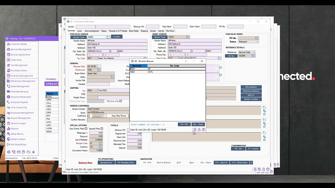 Demo Video of Lookup and Ordering For AllPoints on Davisware