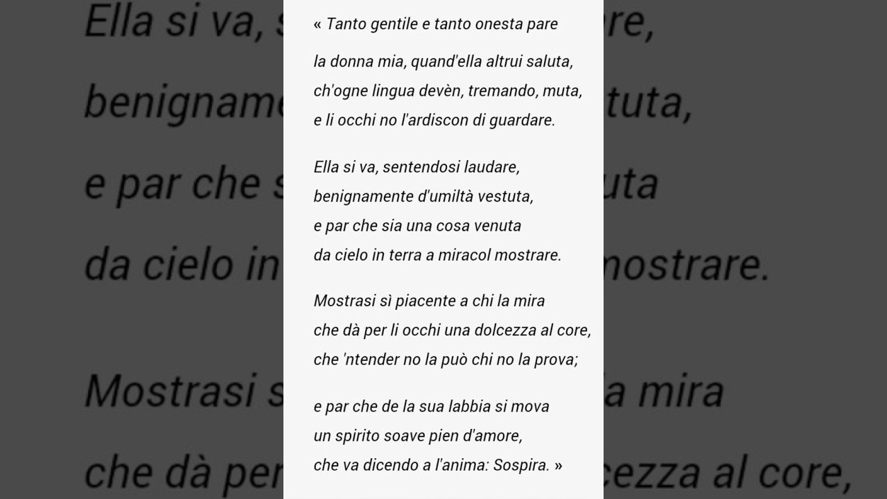 Una poesia per stare meglio 11 Dante, Tanto gentile e tanto onesta pare