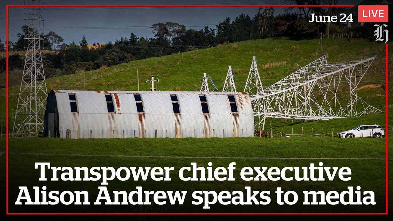 Transpower chief executive Alison Andrew speaks to media