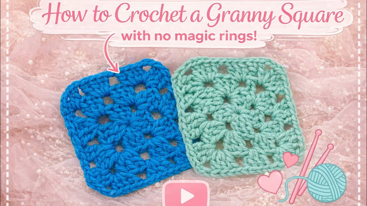 ✨How to crochet a granny square🌙No Magic rings💐Beginner friendly🎀