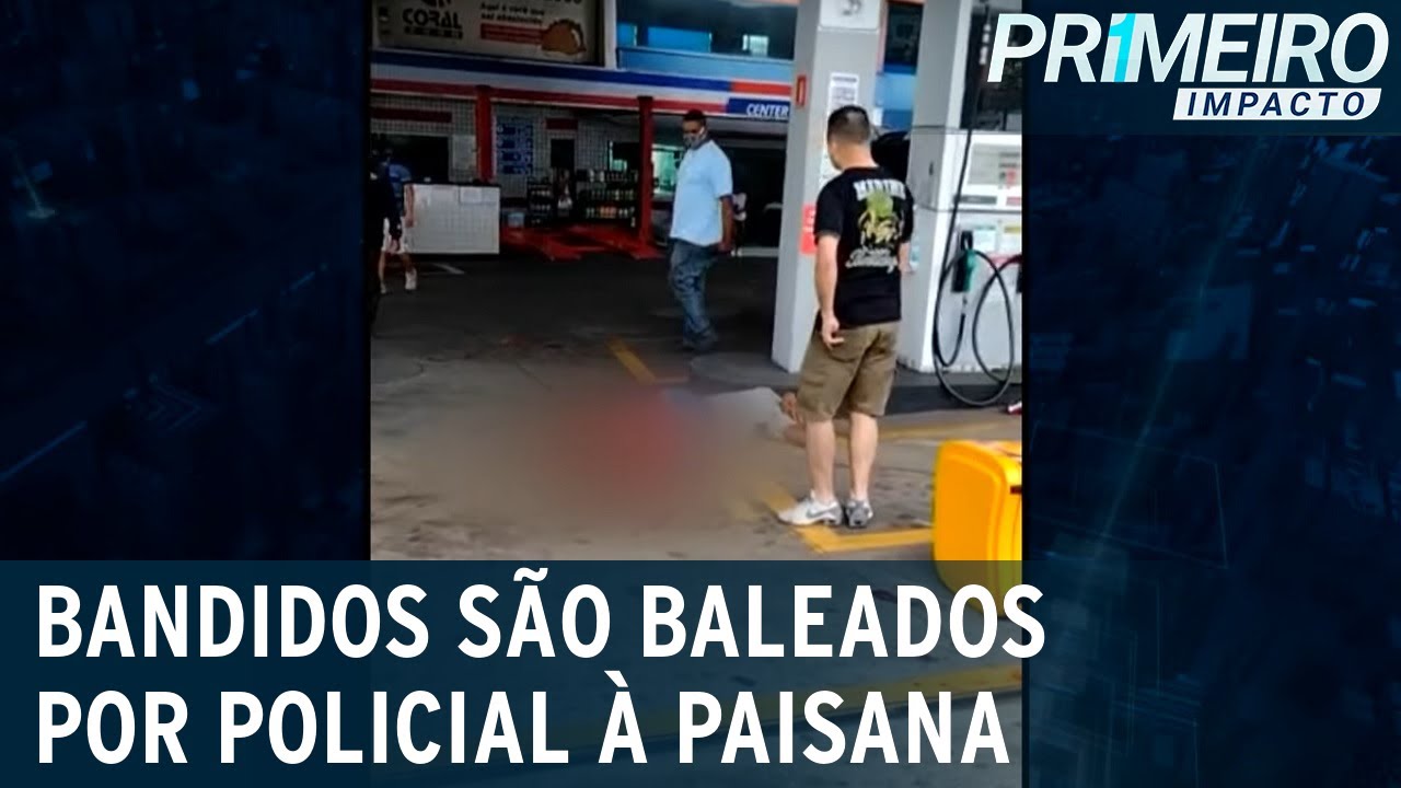 Bandidos em fuga s&atilde;o baleados em posto de combust&iacute;vel | Primeiro Impacto (29/12/20)