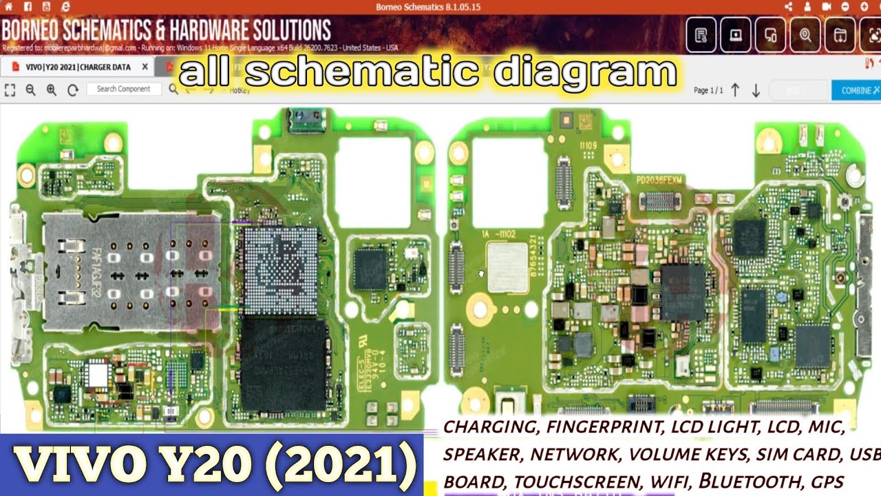 VIVO Y20 (2021) all schematic diagram charging fingerprint lcd light lcd mic speaker network volume 