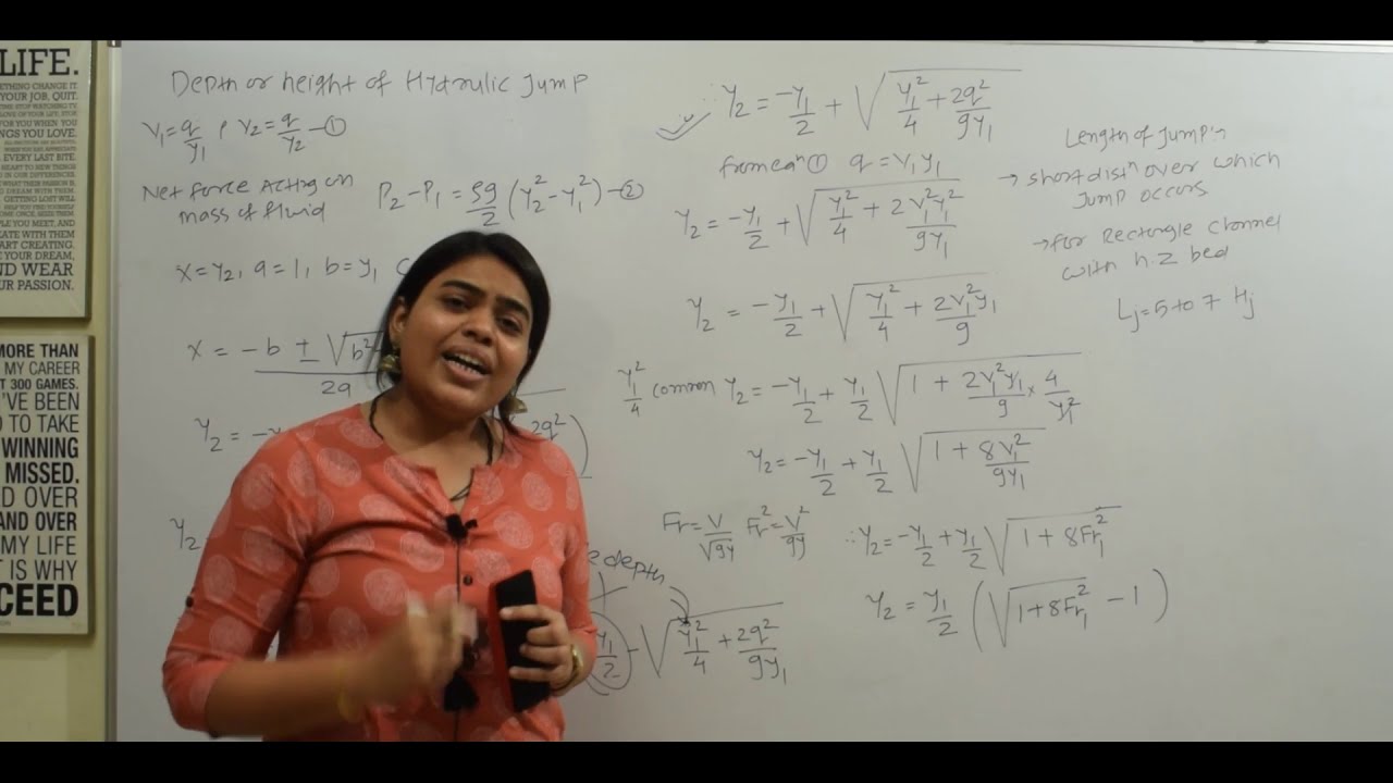 Expression for Height and Length of Hydraulic Jump | Hydraulic Jump in Hindi | Fluid Mechanics