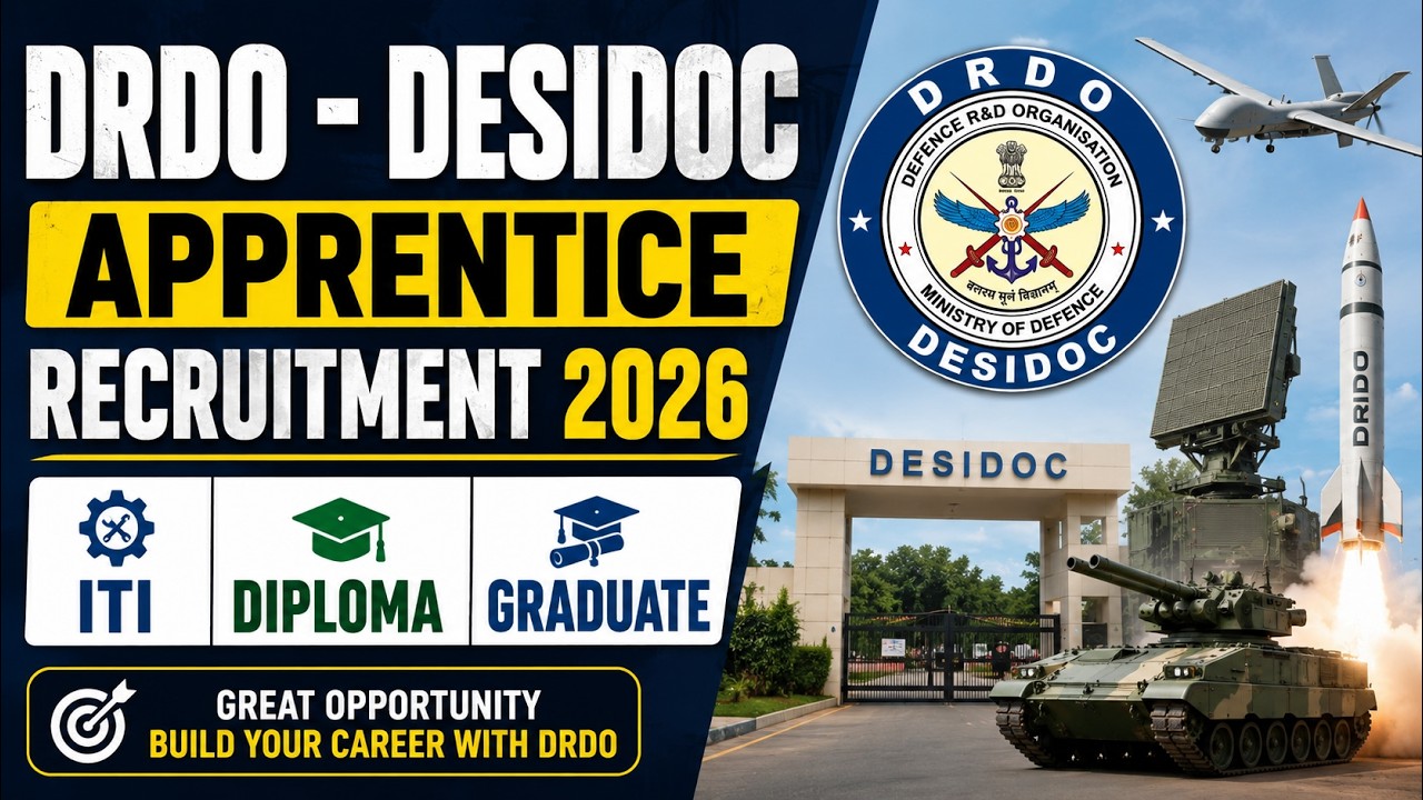 DRDO - DEFENCE SCIENTIFIC INFORMATION & DOCUMENTATION CENTRE (DESIDOC) APPRENTICE RECRUITMENT 2026.