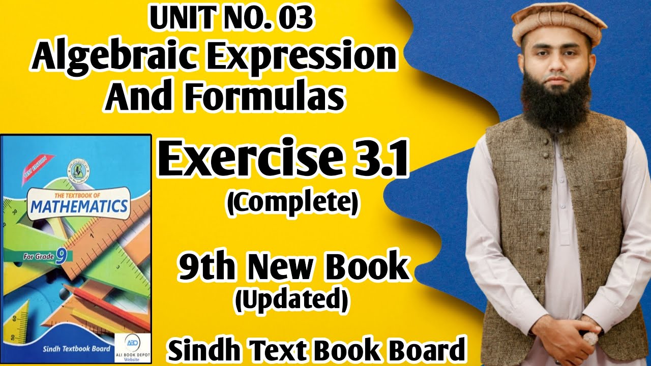 Exercise 3.1 Unit 3 Algebraic Expressions And Formulas Class 9 New Mathematics Book Sindh Board
