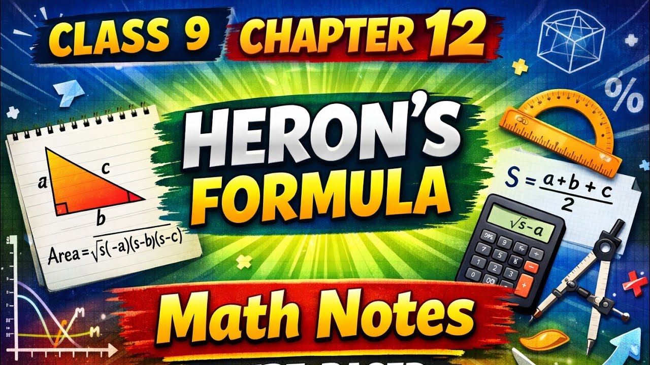 Heron's Formula 📕 Class-9th 💖 notes 🔥 Chapter -12 🌸Mathematics 💯 