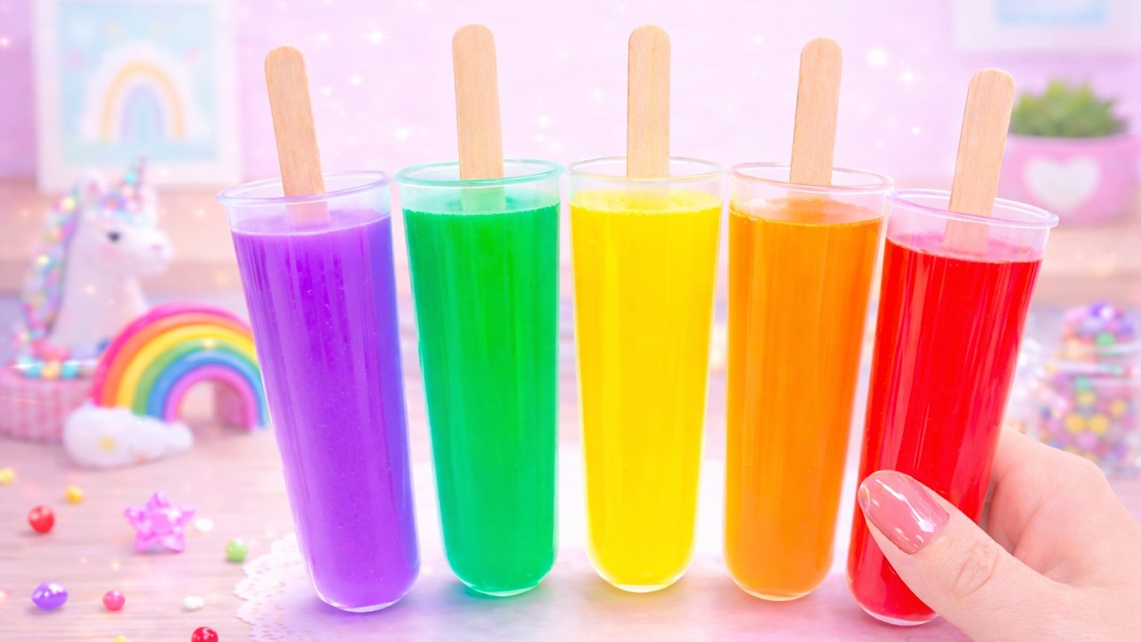 How To Make Rainbow Jelly Popsicles 🌈 Easy DIY Colorful Ice Pops Recipe | Sara Mini Cake