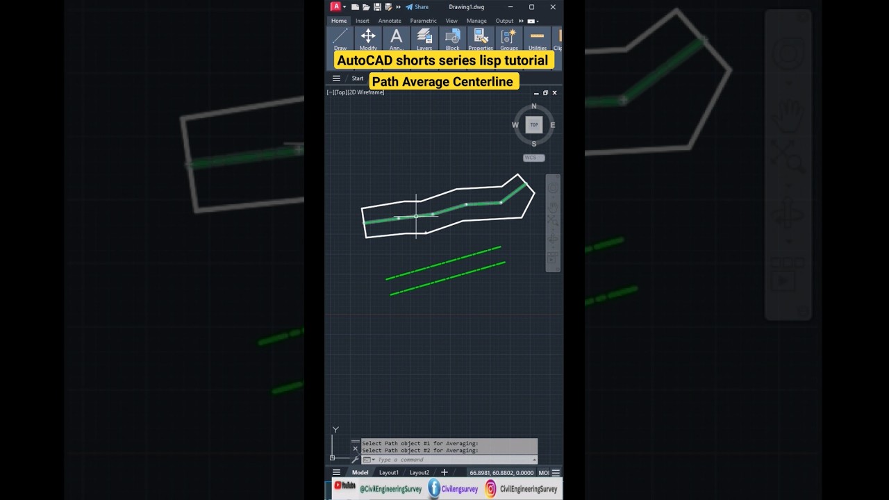 ✅AutoCAD: Unlocking Path Average Centerline with Lisp #youtubeshorts_ces