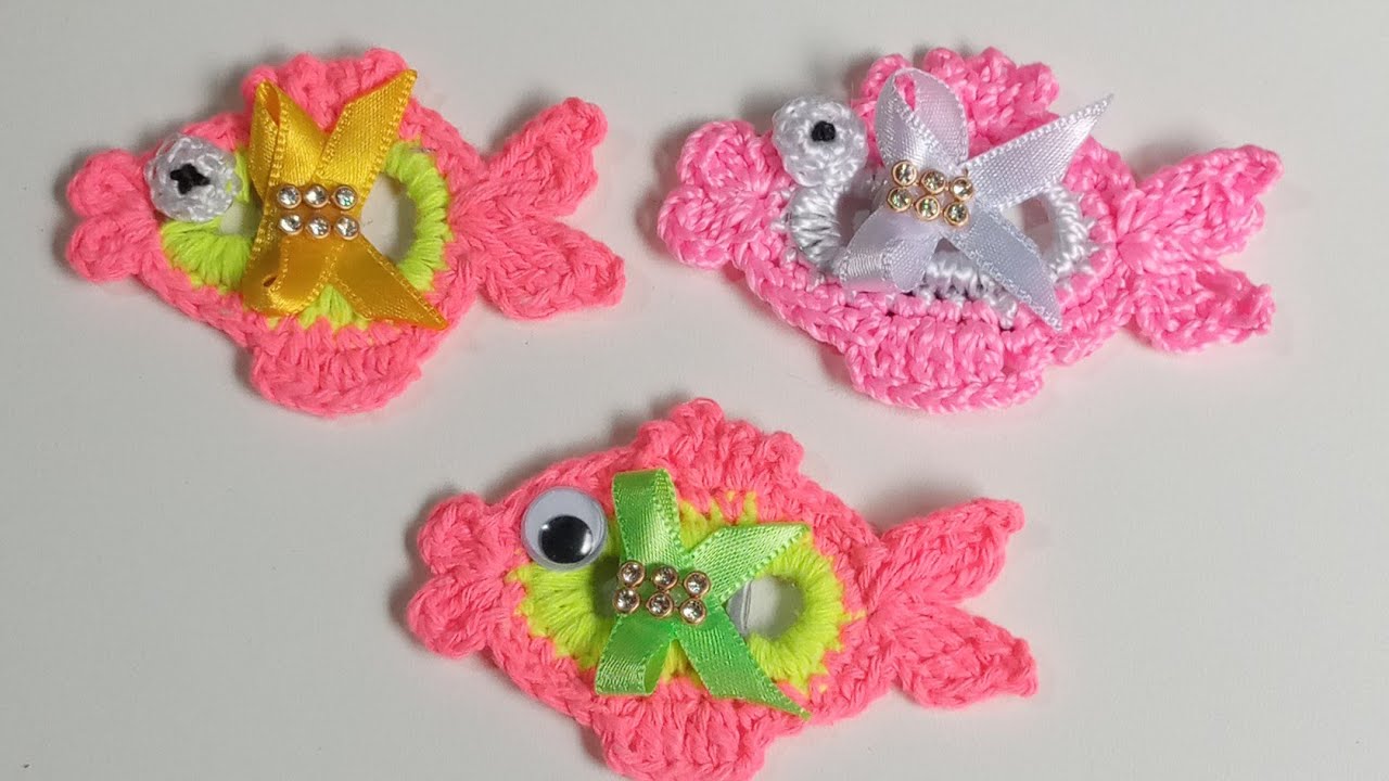 PEIXE DE CROCHÊ COM LACRES - Valdenete crochê artes e reciclagem