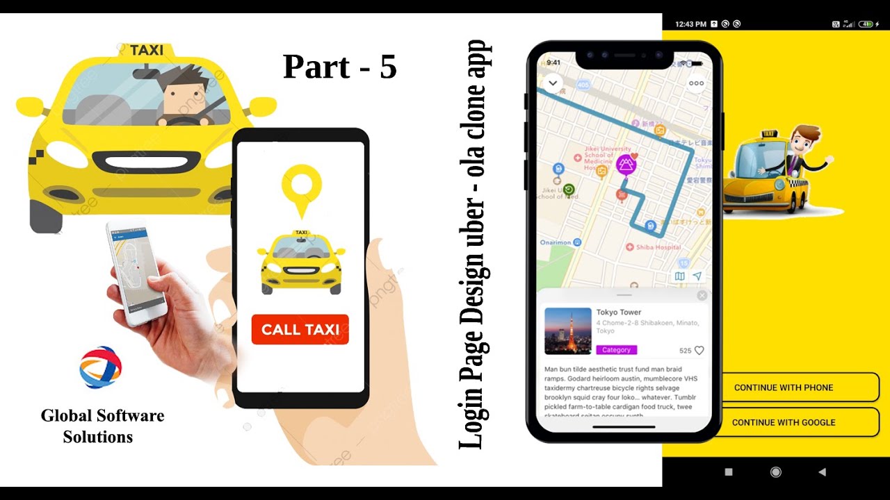 Uber - Ola Clone App - Part 5 (Taxi Booking App - Login Page Design)