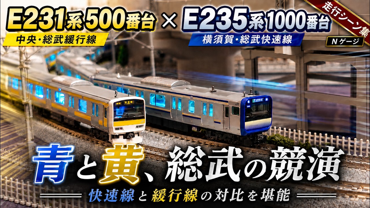 【Nゲージ】KATO E235系1000番台横須賀・総武快速線 + E231系500番台 中央・総武緩行線走行動画
