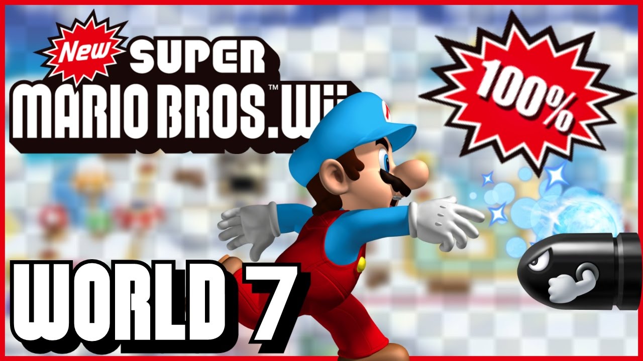 New Super Mario Bros Wii - World 7 (Clouds) 100% multiplayer walkthrough