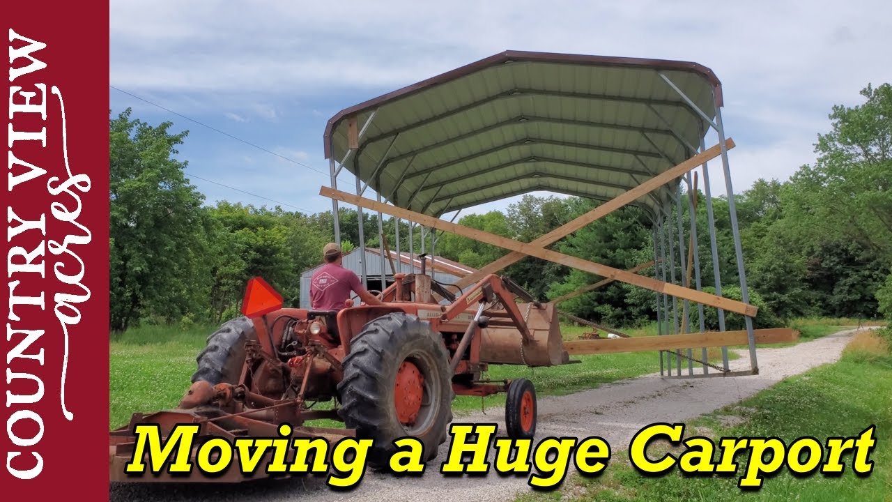 Moving a Very Large Carport with a Antique Tractor