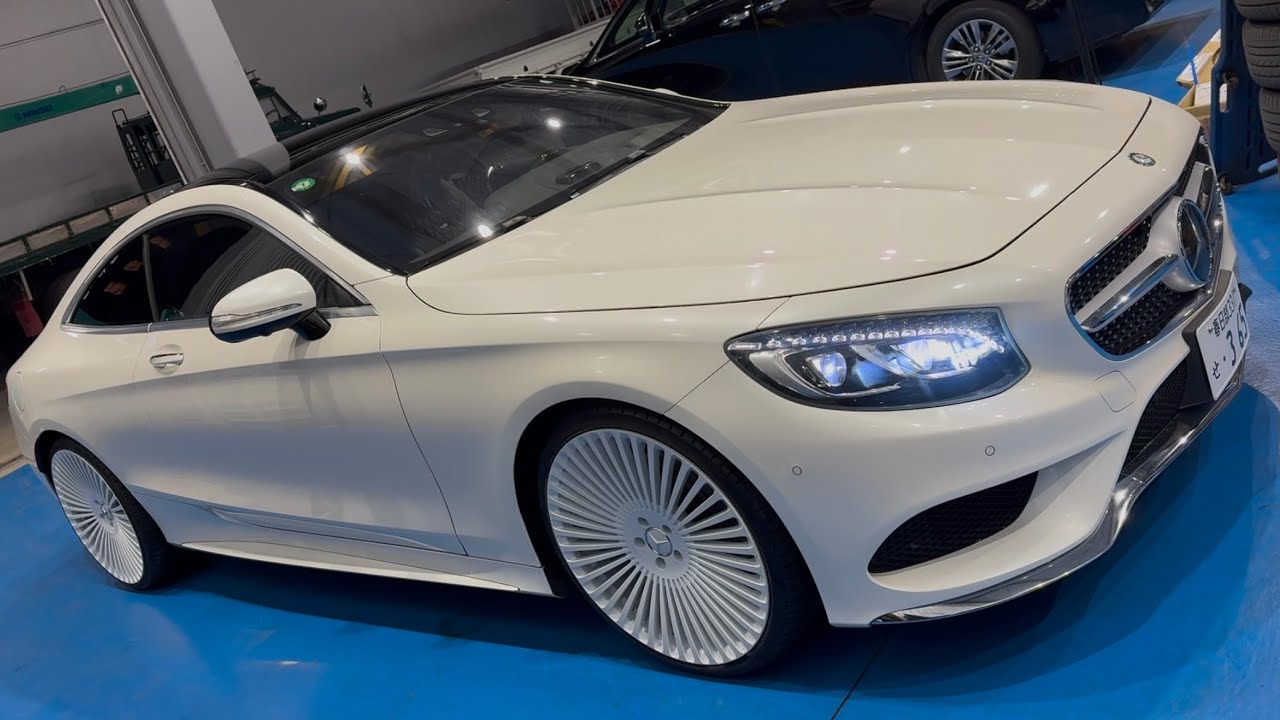 SHOのベンツSクーペに特注ホイール22インチをブチ込んでみた‼️オールホワイトBENZ誕生❄️❄️❄️