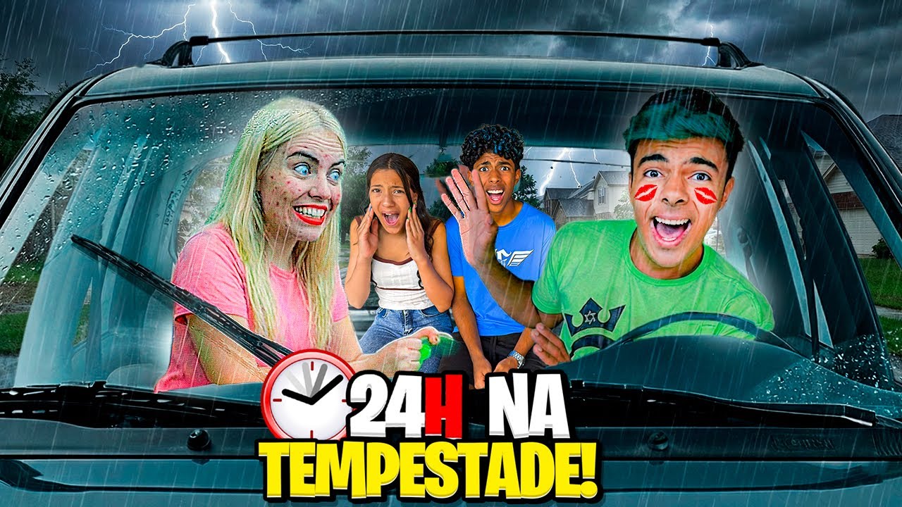 PASSAMOS 24H NA TEMPESTADE E A MENINA BIZARRA APARECEU!!😬😱 *cumprimos o desafio?